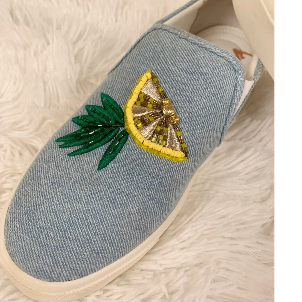 Sam Edelman Embroidered Denim Slip-On Sneakers - Picture 4 of 10